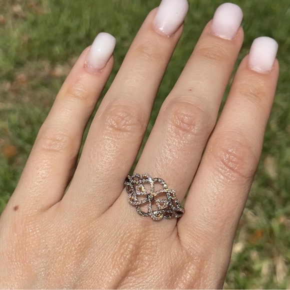 SOLD! 🤎 LeVian Chocolate Diamonds Art Deco Style Ring 14K Rose Gold - Picture 9 of 10